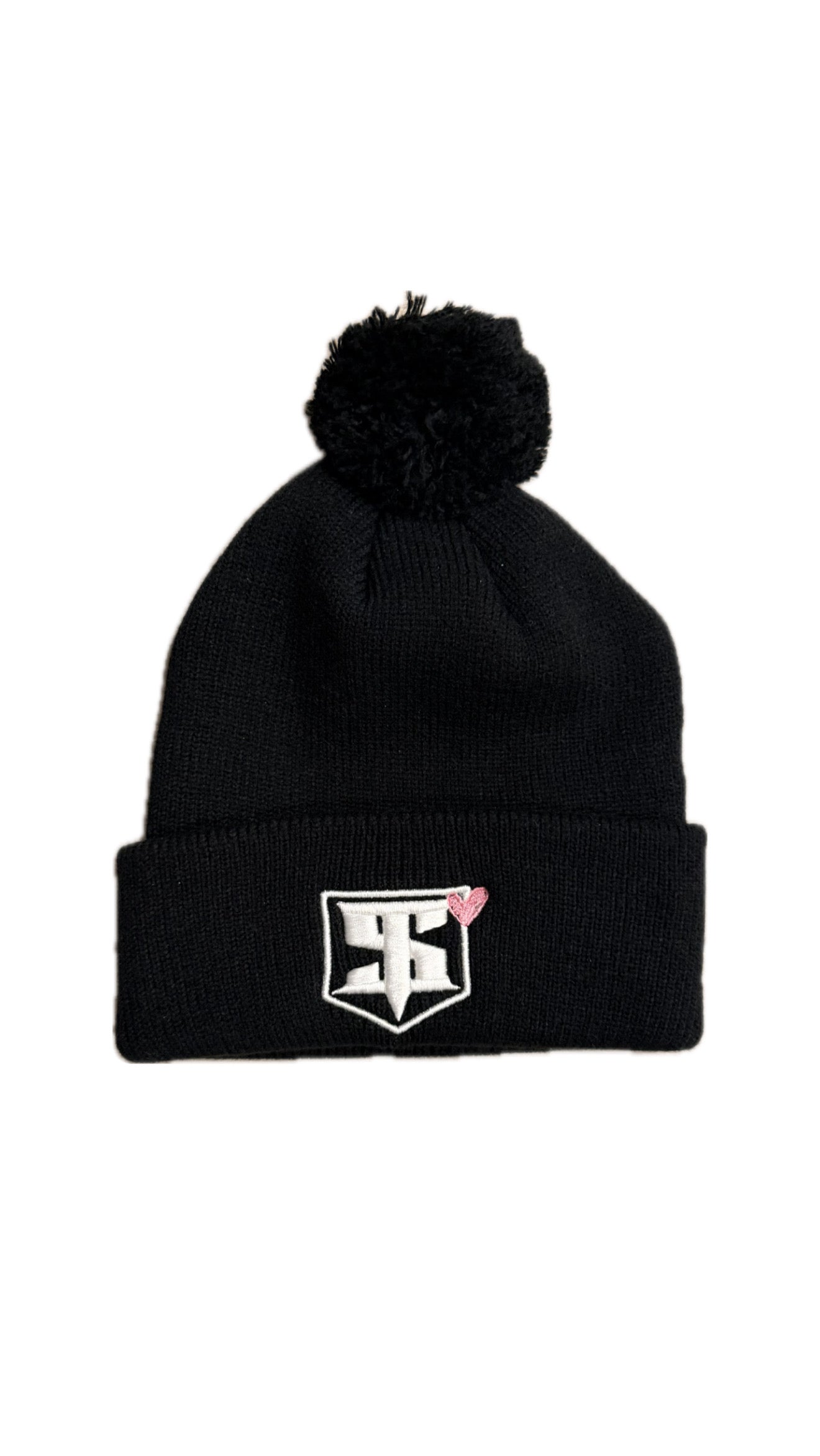 Black/White Heart Beanie