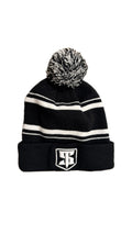 Black/White Pom Pom Beanie