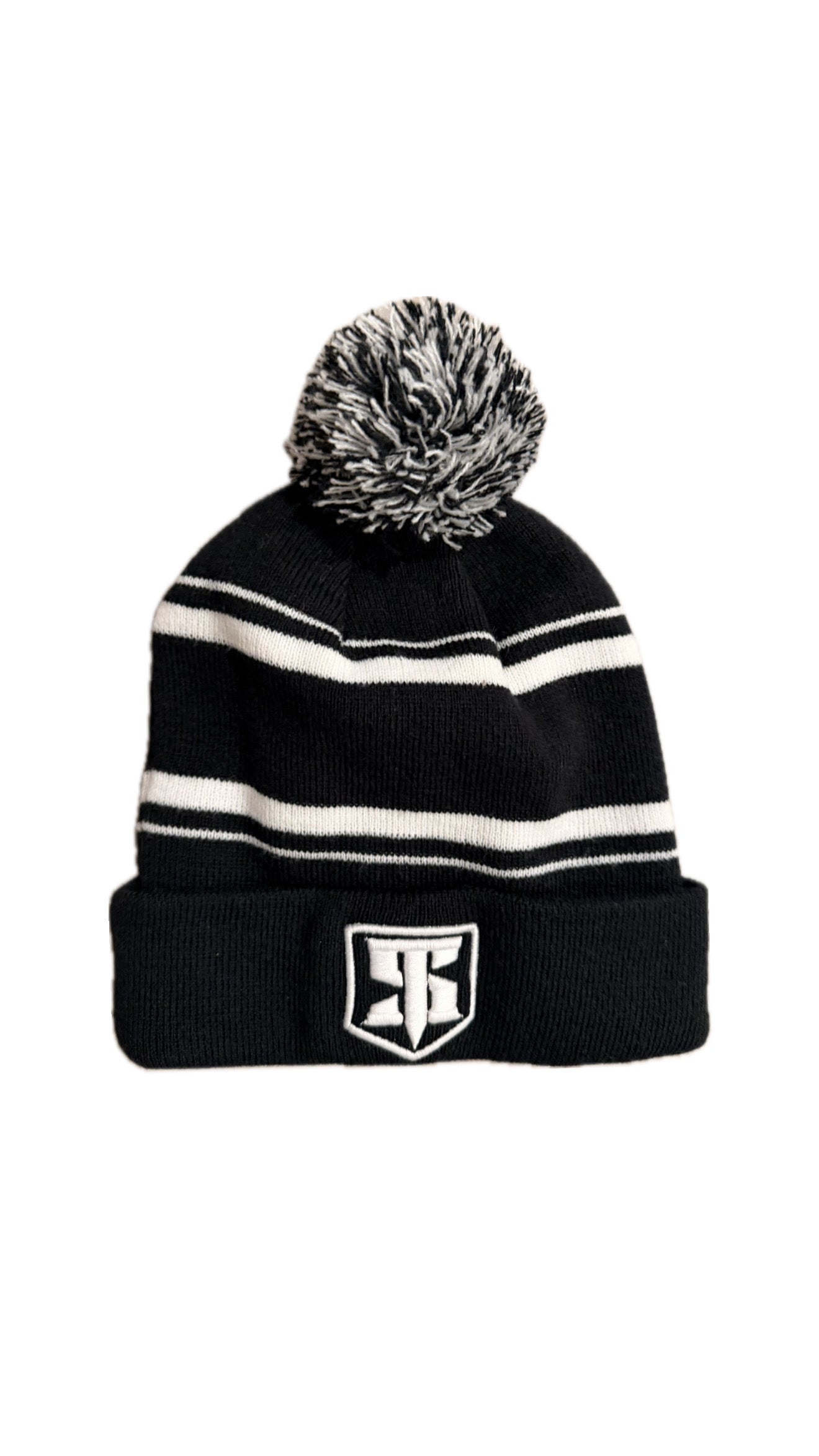 Black/White Pom Pom Beanie